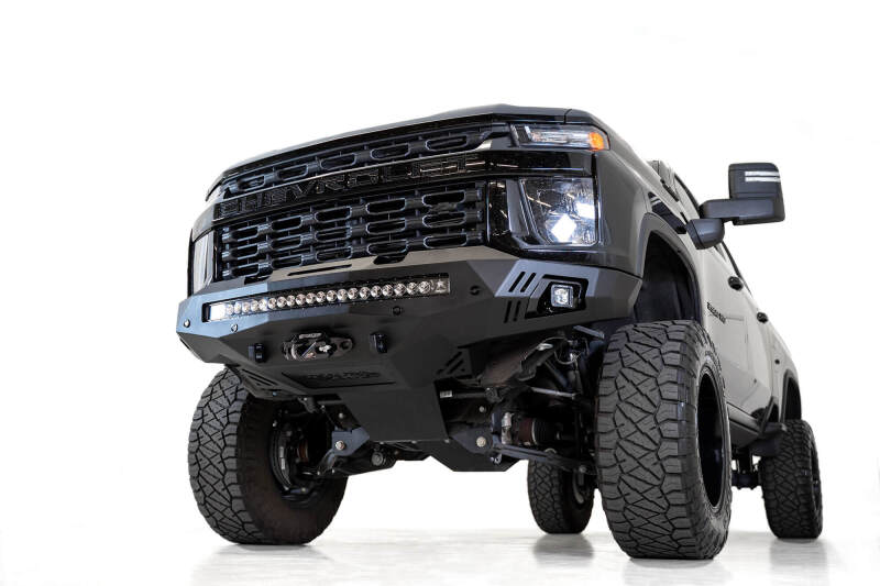 Chevrolet Silverado 3500 Bumper - Front - Addictive Desert Designs - Stealth Fighter - Hammer Black with Satin Black Panels - `20-`27